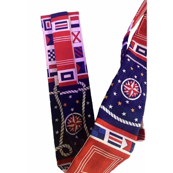 Vintage Sailing Cotton square tip Tie Sailboats Nautical Flags - Picture 6 of 8